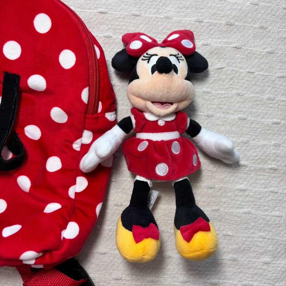 Disney Parks Original Minnie Mouse Red Backpack And Doll